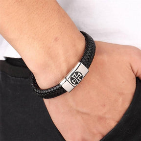 Pulseira Masculina de Couro Cruzada