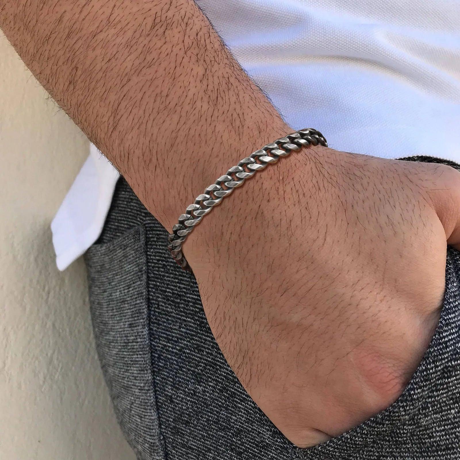 Pulseira Masculina de Aço Cubano Estilo Premium