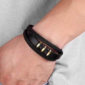 Pulseira Masculina de Couro Leather Elegance