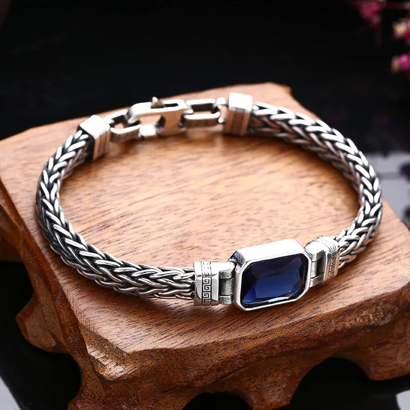 Pulseira Masculina Vintage com Zircão