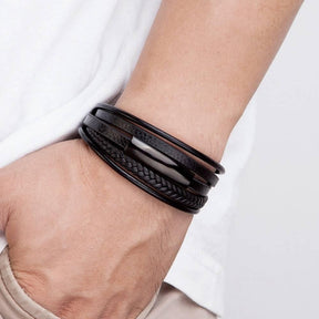 Pulseira Masculina de Couro Leather Classic