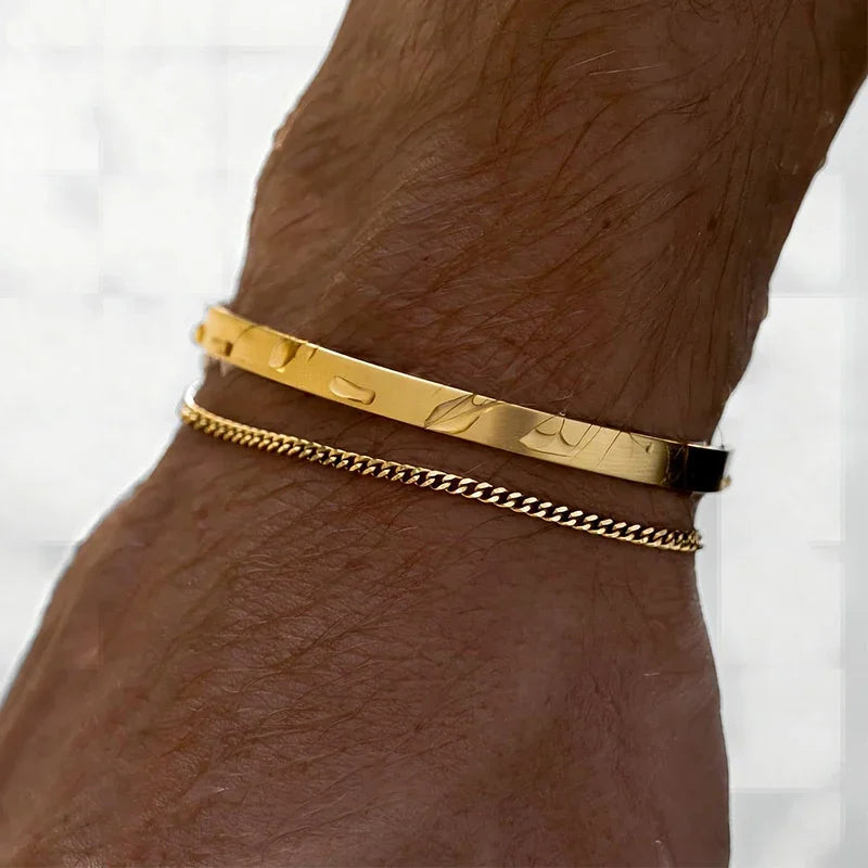 Pulseira Masculina de Banhada a Ouro 14K