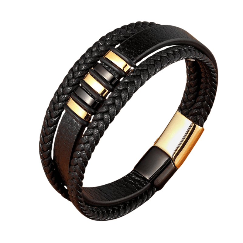 Pulseira Masculina de Couro Leather Elegance